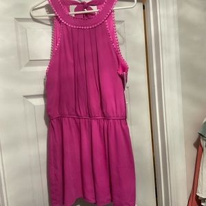 Pink tie neck romper